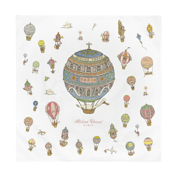 Atelier Choux 紗布包巾 - Hot Air Balloons 100x100cm