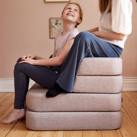by KlipKlap KK 3 Fold Sofa Single Soft 36x70x70cm - Soft Rose W. Rose (Pre-Order; Est. Delivery in 3-6 Weeks)