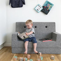 by KlipKlap KK Kids Sofa 64x100x40cm - Blue Grey W. Grey (Pre-Order; Est. Delivery in 3-6 Weeks)