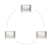 Oliver Furniture Wood Mini+ Cot Bed (Without Junior Conversion Kit) - White/Oak (Pre-Order; Est. Delivery in 6-10 Weeks)