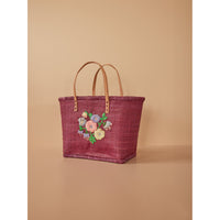 rice-dk-raffia-bag-with-heavy-flower-embr-in-soft-plum-leather-handles-medium-rice-bglea-flospm
