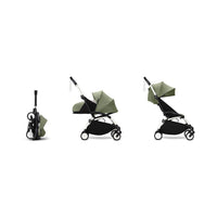 Stokke YOYO³ 0+ 6+ Complete Baby Stroller Set - White Frame with Olive 0+ Newborn Pack & 6+ Color Pack