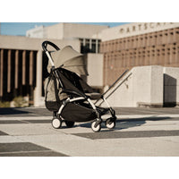 Stokke YOYO³ Newborn Shell 6+ Complete Baby Stroller Set - White Frame with Navy Blue Newborn Shell & Air France Blue 6+ Color Pack