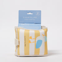sunnylife-kids-neoprene-arm-bands-sid-the-seagull-mustard-stripe-sunl-s51nabms