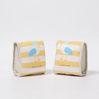 sunnylife-kids-neoprene-arm-bands-sid-the-seagull-mustard-stripe-sunl-s51nabms