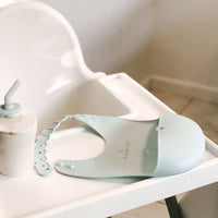 Miniware Roll & Lock Bib (Set of 2) - Silicone Bib in Aqua + Grey
