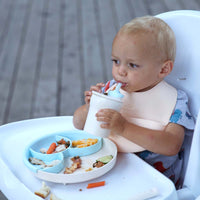 Miniware Roll & Lock Bib (Set of 2) - Silicone Bib in Aqua + Grey