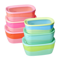 Rice DK Rectangular Two Tone Food Box Pink Orange Set of 3