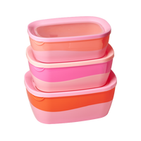 Rice DK Rectangular Two Tone Food Box Pink Orange Set of 3