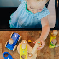 Tegu Floating Stacker Blue & Green Magnetic Wooden Blocks
