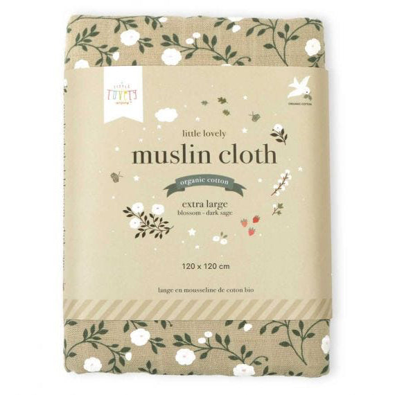 Muslin cloth XL: leaves - taupe