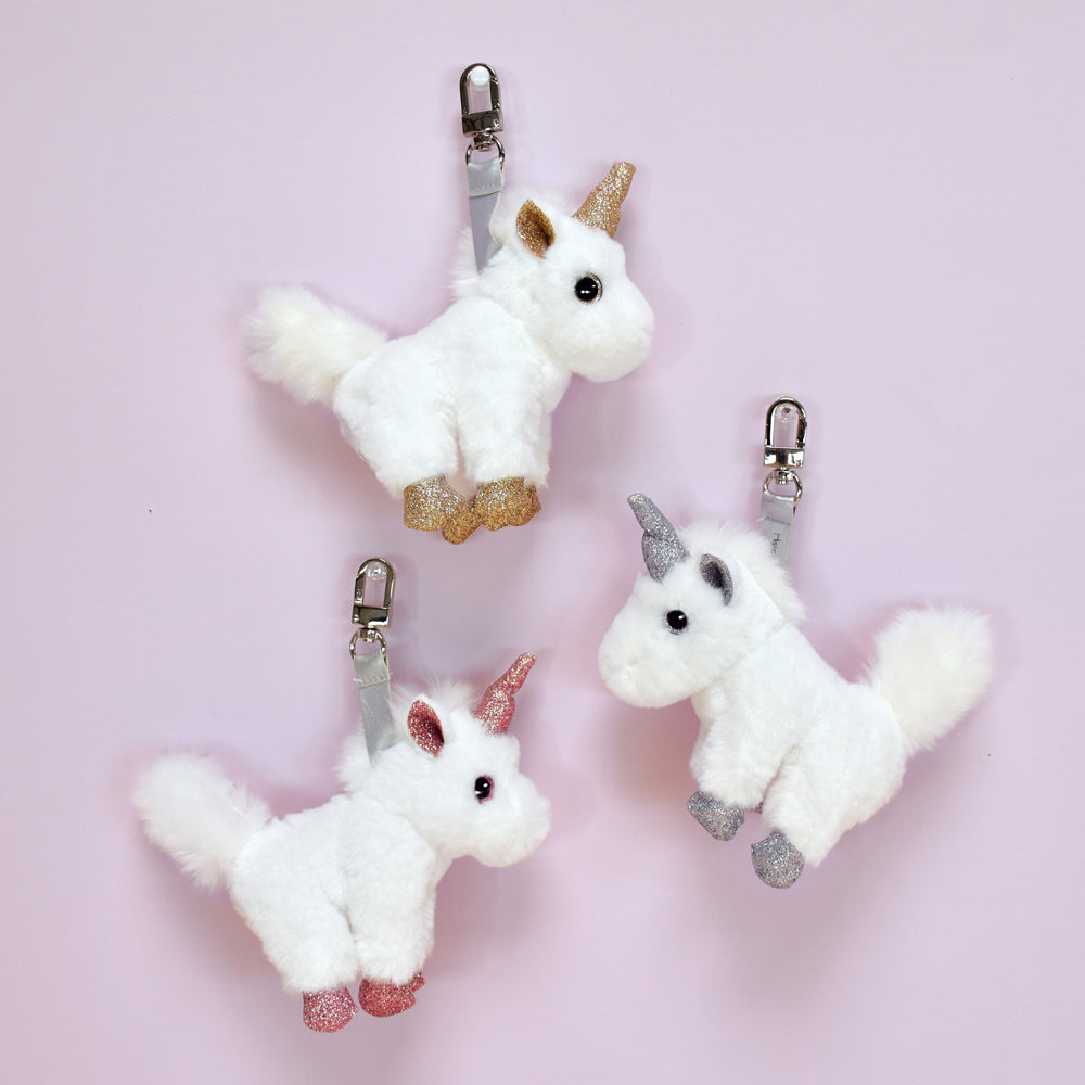 Histoire d Ours Porte Cle Licorne Blanc Or 14cm Petit Bazaar