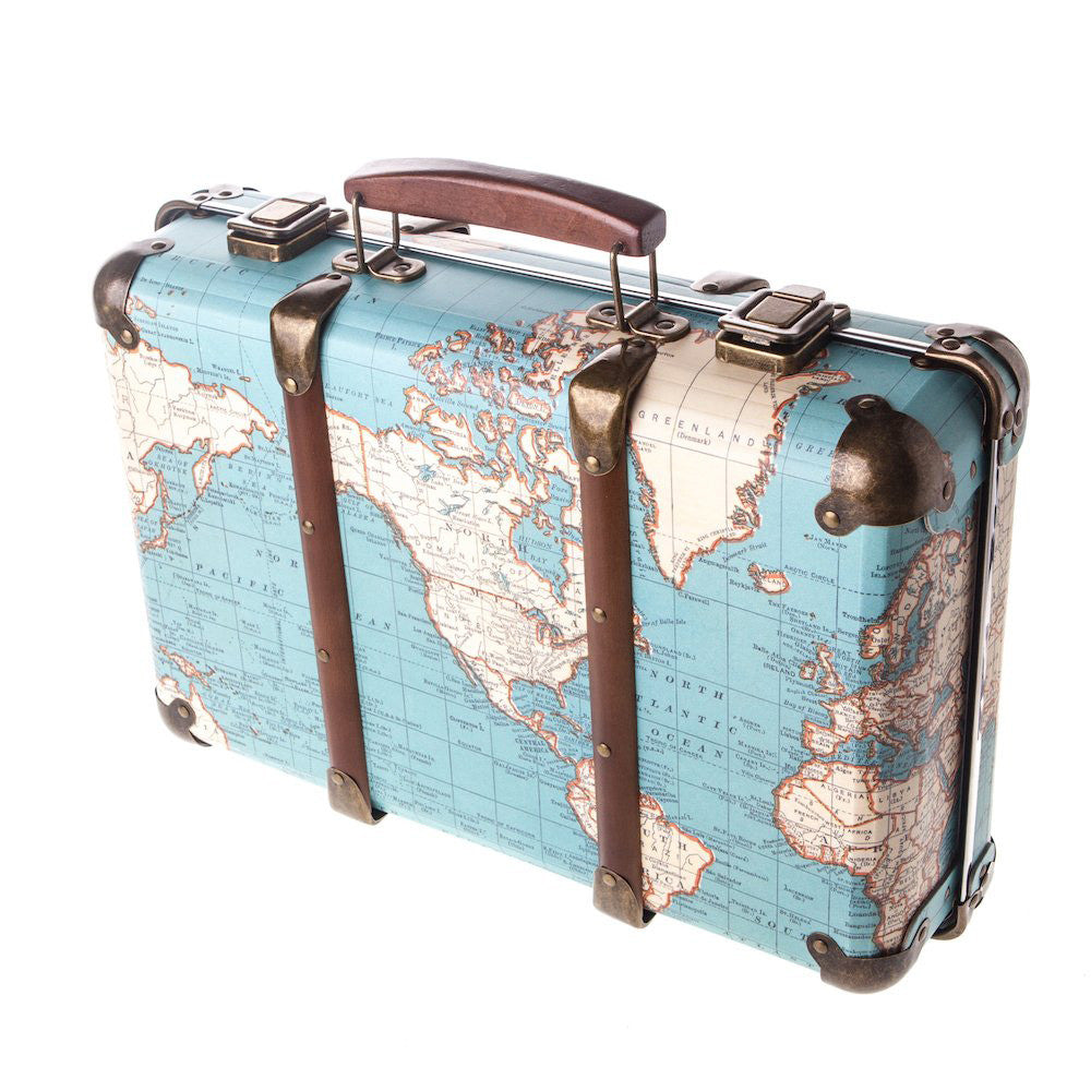 RJB Stone Around the World Vintage Map Suitcase Petit Bazaar