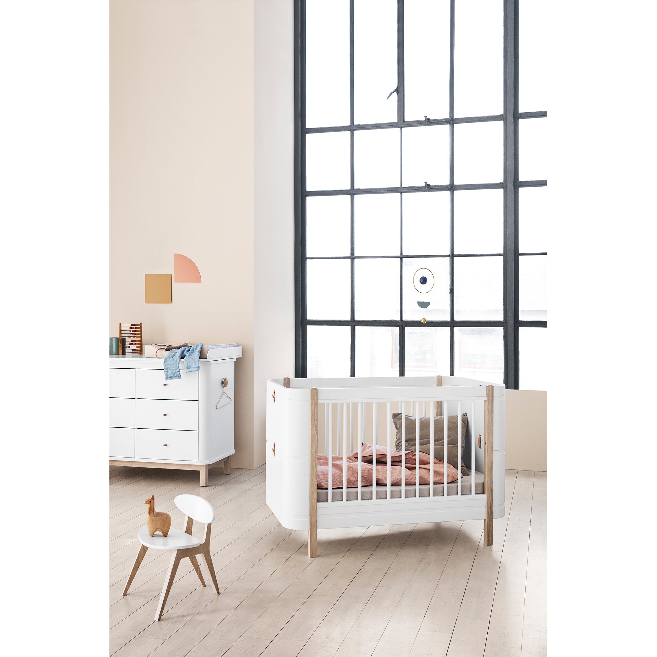Oliver Furniture Wood Mini+ Cot Bed (Without Junior Conversion Kit) - White/Oak