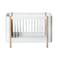 Oliver Furniture Wood Mini+ Cot Bed (Without Junior Conversion Kit) - White/Oak (Pre-Order; Est. Delivery in 6-10 Weeks)