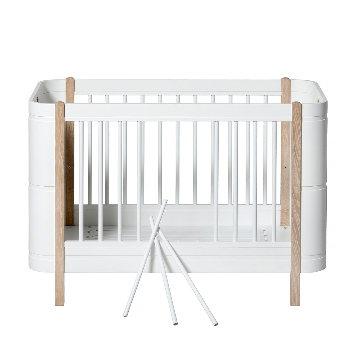 Oliver Furniture Wood Mini+ Cot Bed (Without Junior Conversion Kit) - White/Oak