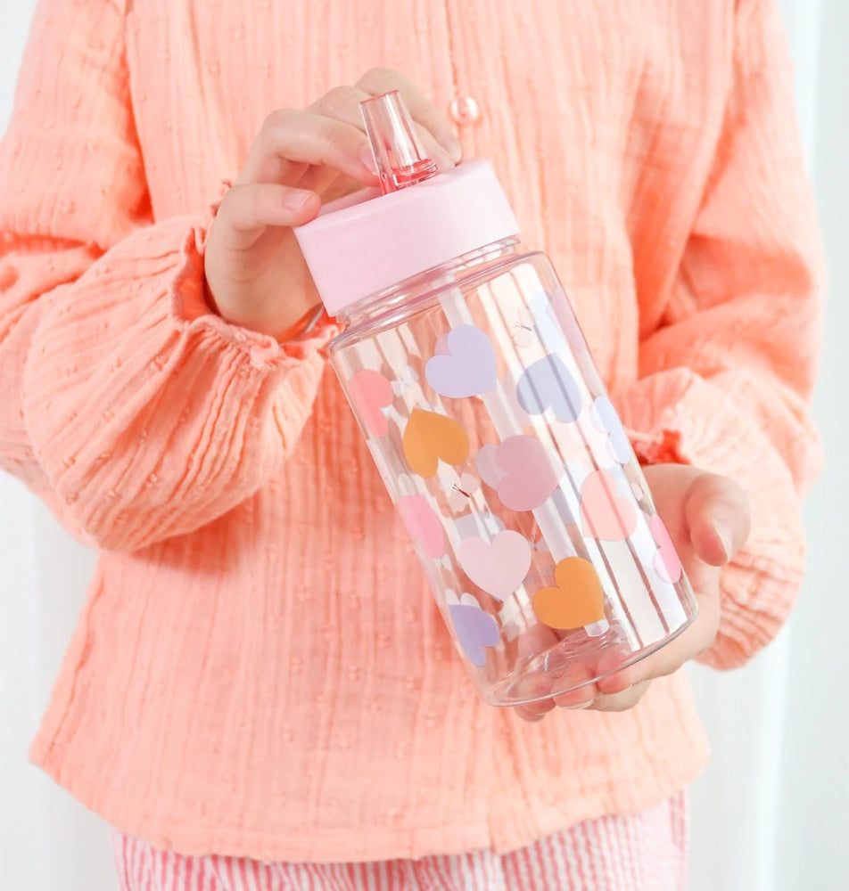 A Little Lovely Company Water Bottle: Hearts