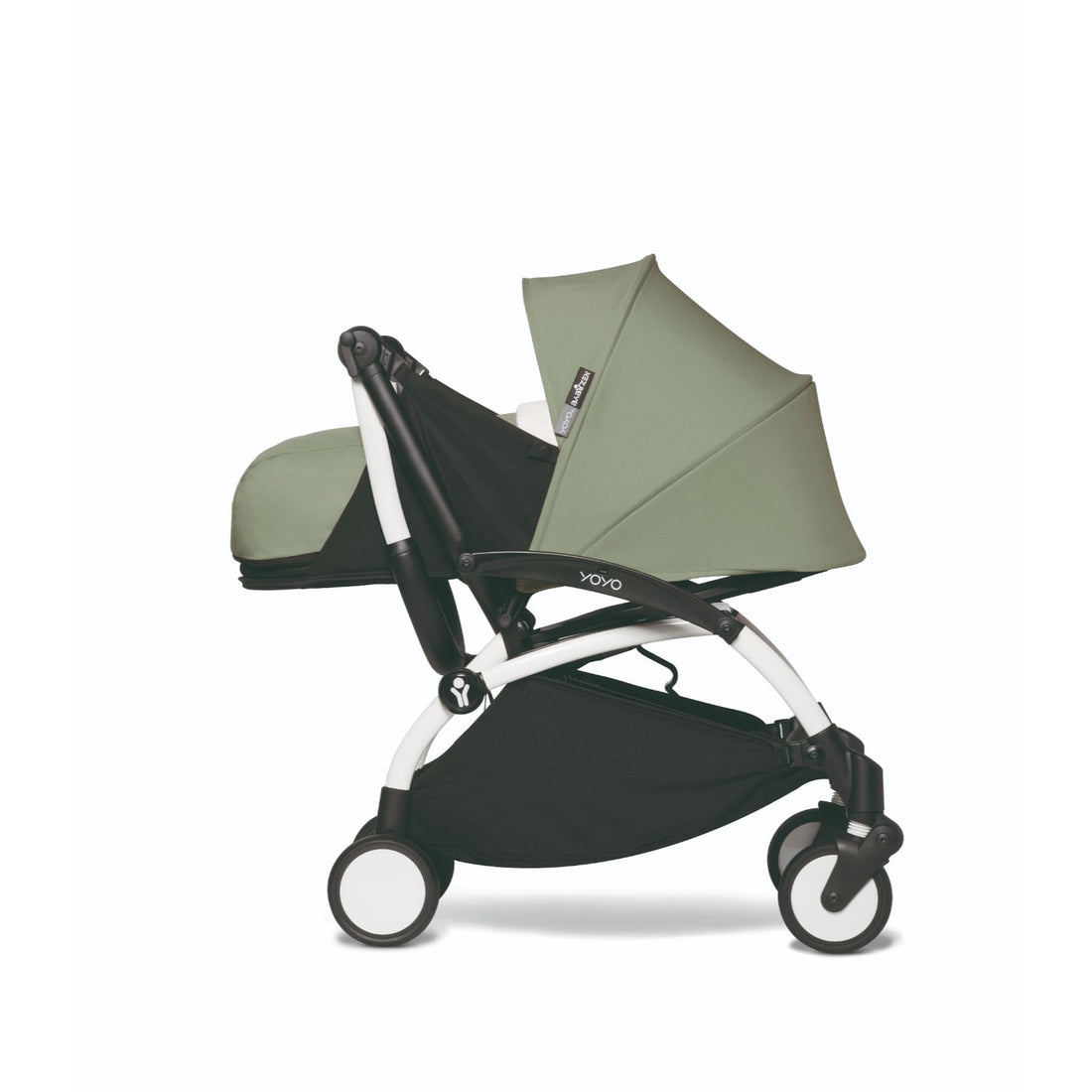 BABYZEN YOYO² 0+ 6+ Baby Stroller Complete Set - White Frame with Olive 0+ Newborn Pack & 6+ Color Pack