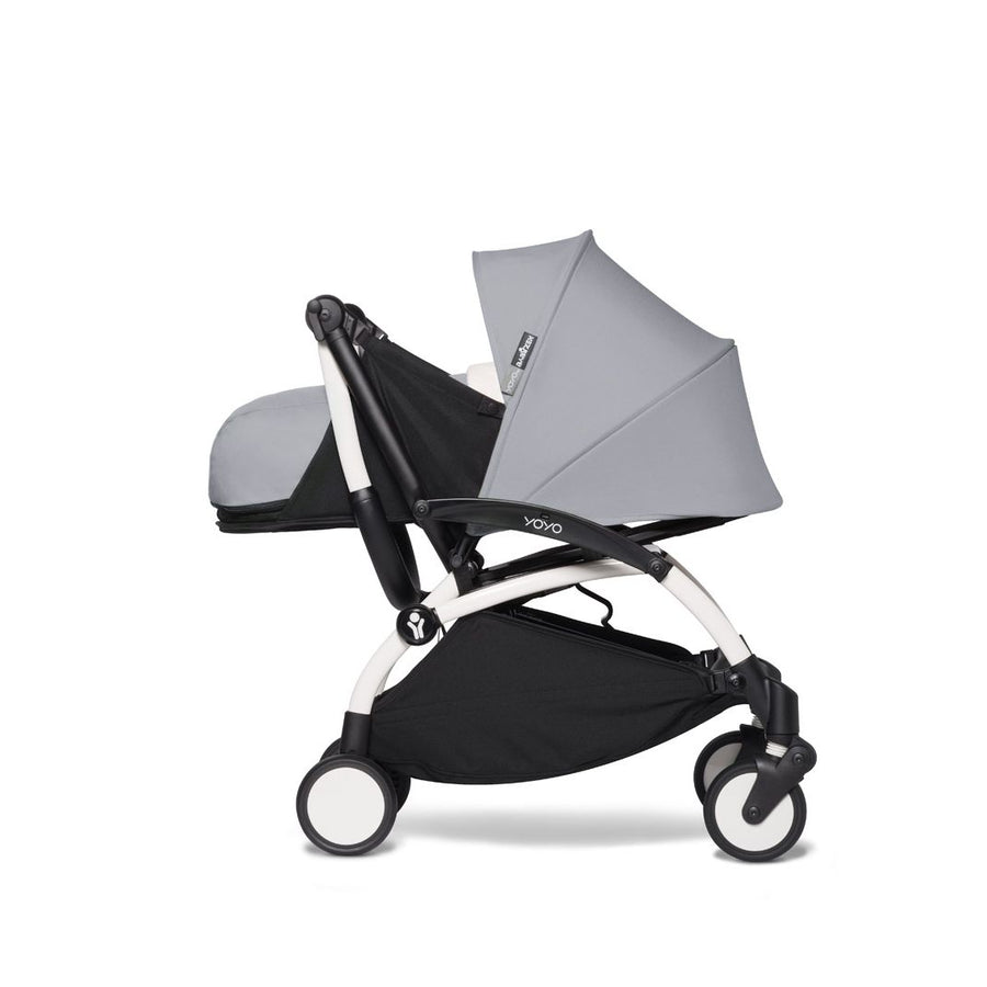 BABYZEN YOYO² 0+ 6+ Baby Stroller Complete Set - White Frame with Stone 0+ Newborn Pack & 6+ Color Pack