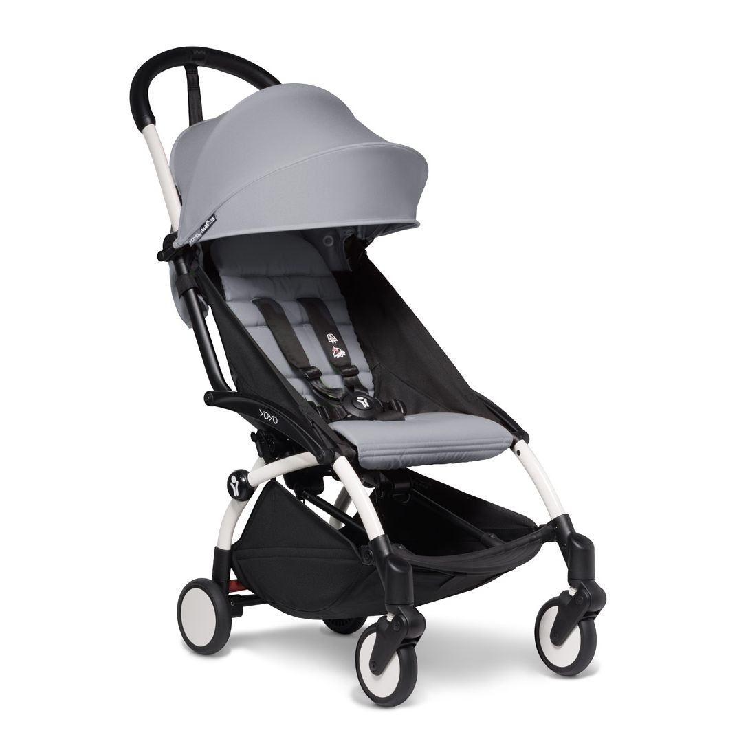 BABYZEN YOYO² 6+ Baby Stroller Set - White Frame with Stone 6+ Color Pack