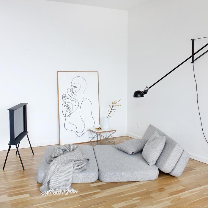 by KlipKlap KK 3 Fold Sofa 36x120x70cm - Multi Grey W. Grey