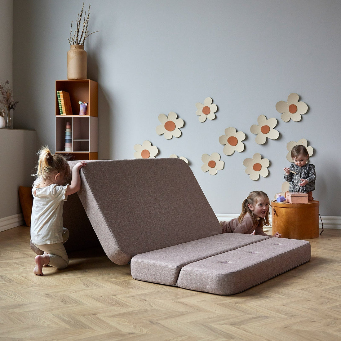 by KlipKlap KK 3 Fold Sofa 36x120x70cm - Deep Green W. Light Green (Pre-Order; Est. Delivery in 3-6 Weeks)
