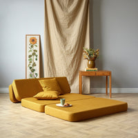 by KlipKlap KK 3 Fold Sofa 36x120x70cm - Mustard W. Mustard (Pre-Order; Est. Delivery in 3-6 Weeks)