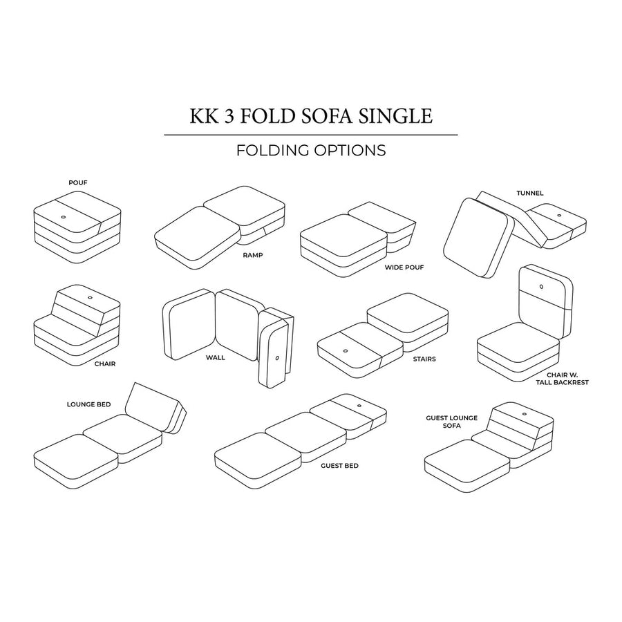 by KlipKlap KK 3 Fold Sofa Single Soft - Beige W. Sand (Pre-Order; Est. Delivery in 5-8 Weeks)