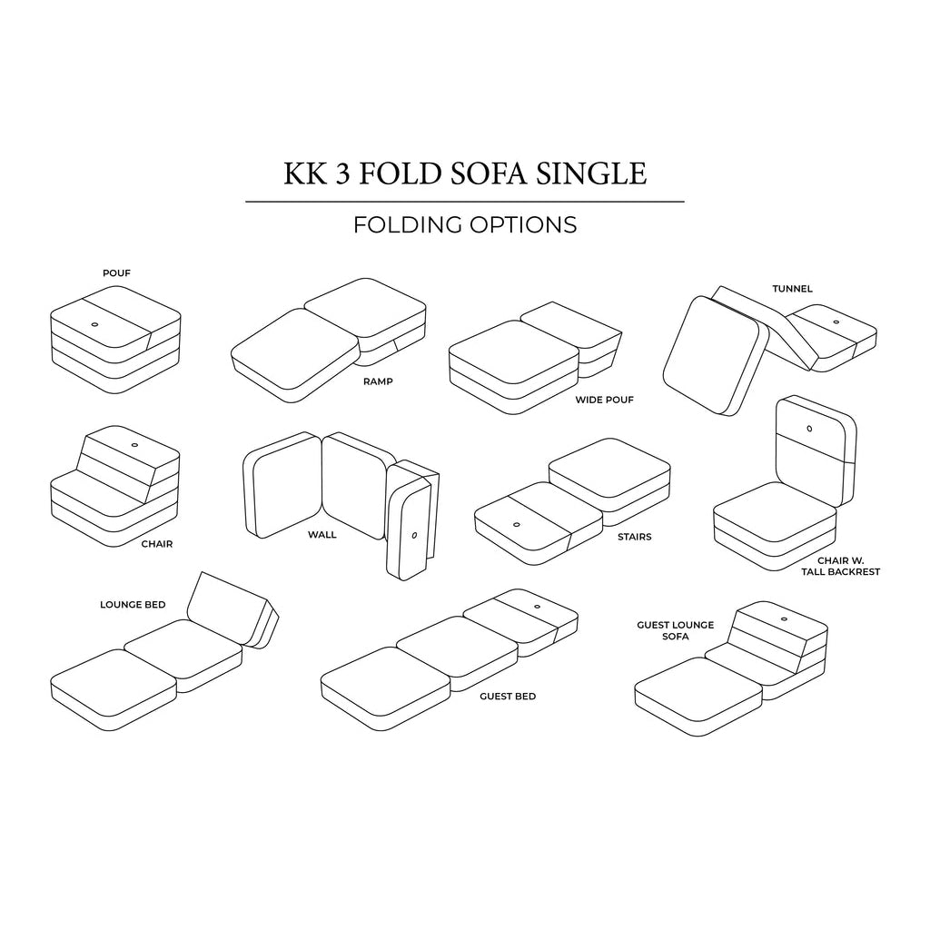 by KlipKlap KK 3 Fold Sofa Single Soft 36x70x70cm - Soft Rose W. Rose