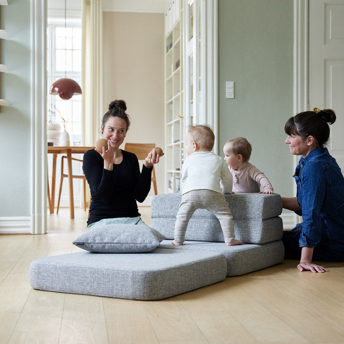 by KlipKlap KK 3 Fold Sofa Single Soft 36x70x70cm - Blue Grey W. Grey