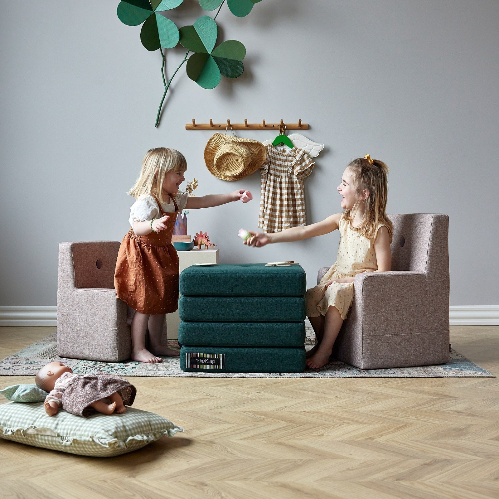 by KlipKlap KK Kids Chair 50x43x33cm - Brown W. Sand (Pre-Order; Est. Delivery in 3-6 Weeks)