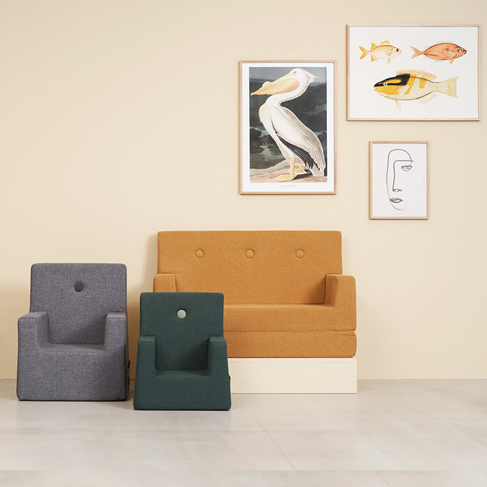 by KlipKlap KK Kids Chair XL 63x49x42cm - Deep Green W. Light Green (Pre-Order; Est. Delivery in 3-6 Weeks)