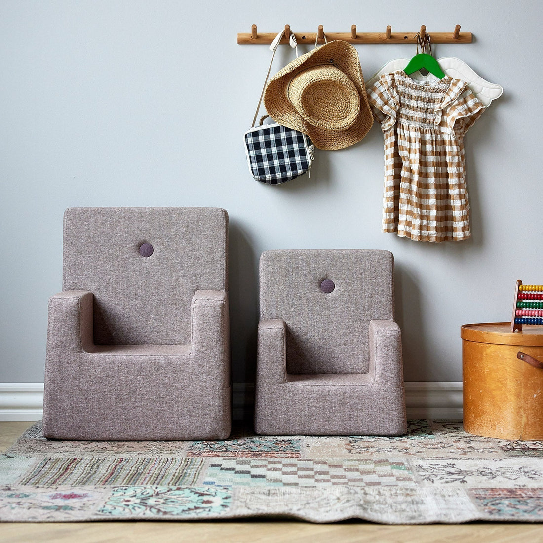 by KlipKlap KK Kids Chair XL 63x49x42cm - Brown W. Sand (Pre-Order; Est. Delivery in 2-4 Weeks)