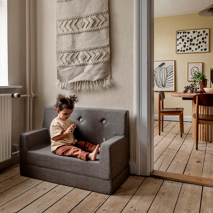 by KlipKlap KK Kids Sofa 64x100x40cm - Blue Grey W. Grey
