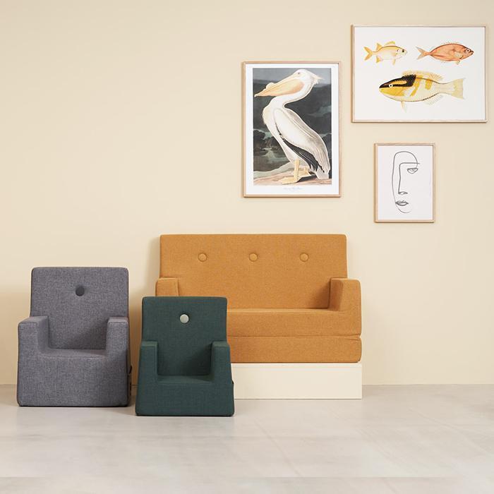 by KlipKlap KK Kids Sofa 64x100x40cm - Blue Grey W. Grey