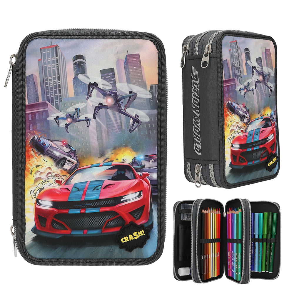 depesche-action-world-triple-pencil-case-with-led-drone-stationery-depe-0013981