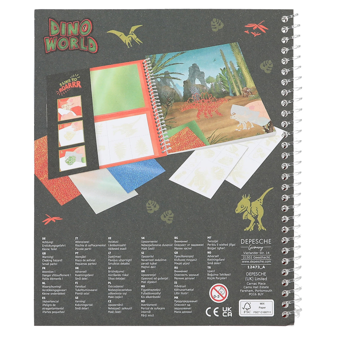 depesche-dino-world-colouring-book-stick-&-shine-depe-0012473