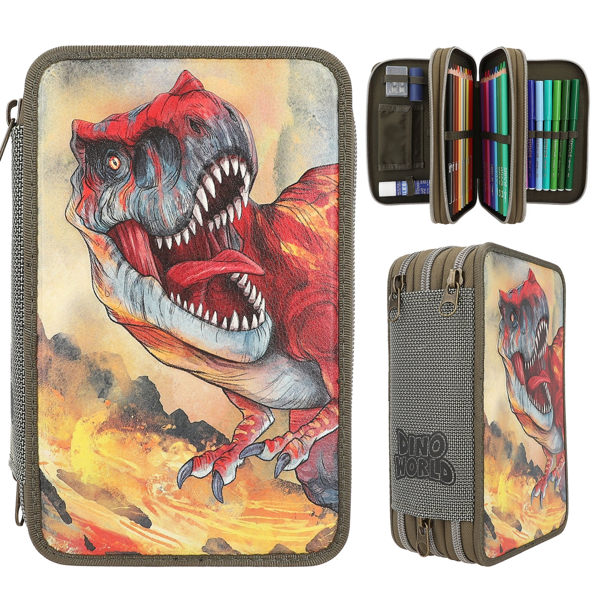 depesche-dino-world-triple-pencil-case-green-with-3d-effect-green-depe-0013135