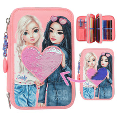 depesche-topmodel-3-compartment-pencil-case-with-rubbing-sequins-depe-0012950
