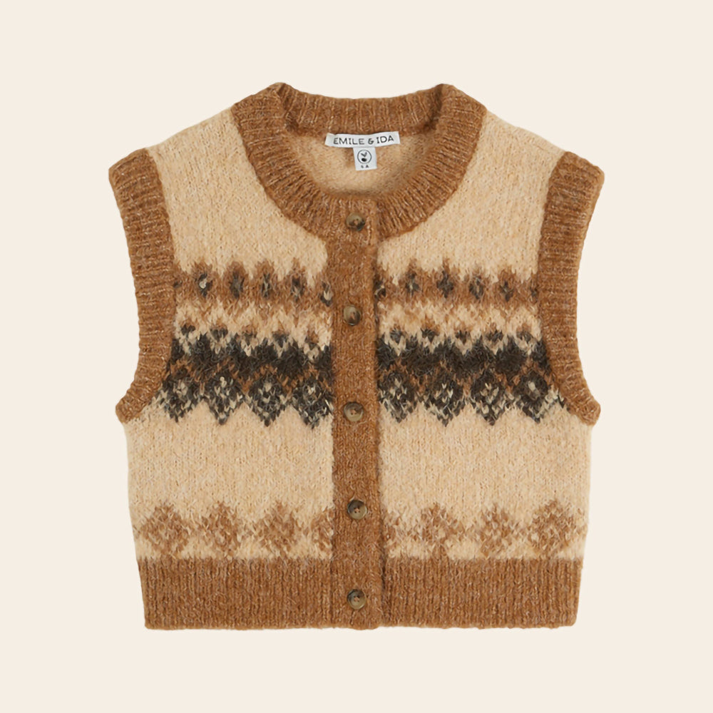 emile-et-ida-cardigan-sans-manches-jacquard-beige-caramel-clothing-wear-fashion-eei-w26ae301-bc-02a