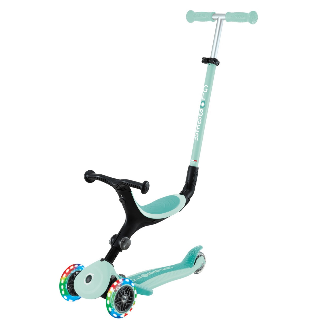 Globber Go Up Active Lights Foldable Scooter - Mint / Dark Mint (15M - 9Y+)