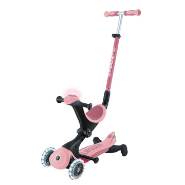 Globber Go Up Deluxe Lights 360° 3-in-1 Foldable Scooter - Pastel Pink / Deep Pastel Pink (15M - 9Y+)
