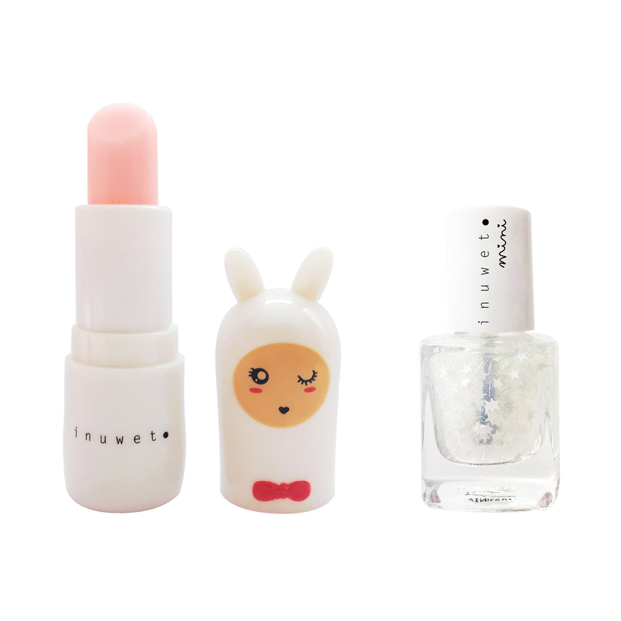 Inuwet Duo - Lip Balm/ Nail Polish - Top Coat Stars/ Cotton Candy Inuwet Duo - Lip Balm/ Nail Polish - Top Coat Stars/ Cotton Candy