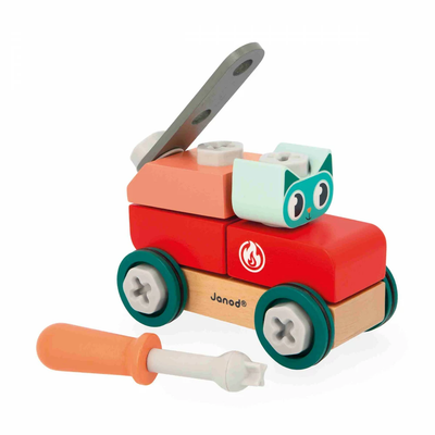 Janod Brico'Kids - 小貓木製DIY組裝玩具車