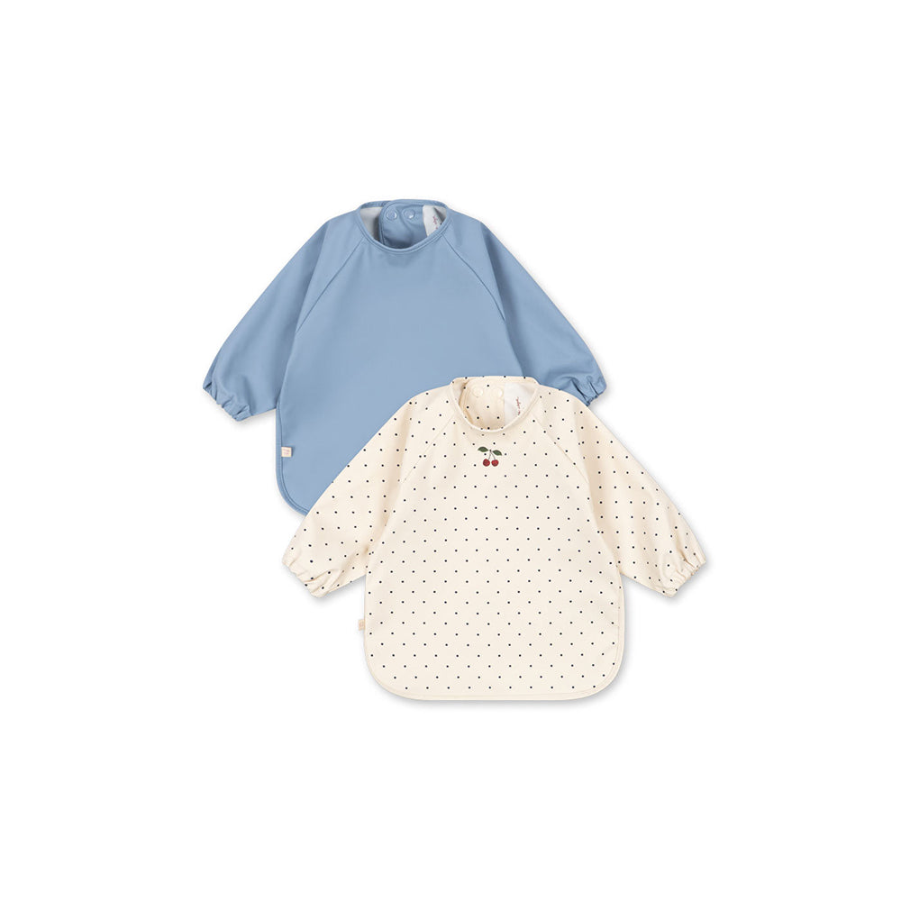 konges-sl-jd-2-pack-dinner-bib-with-sleeves-navy-dot-rain-washed