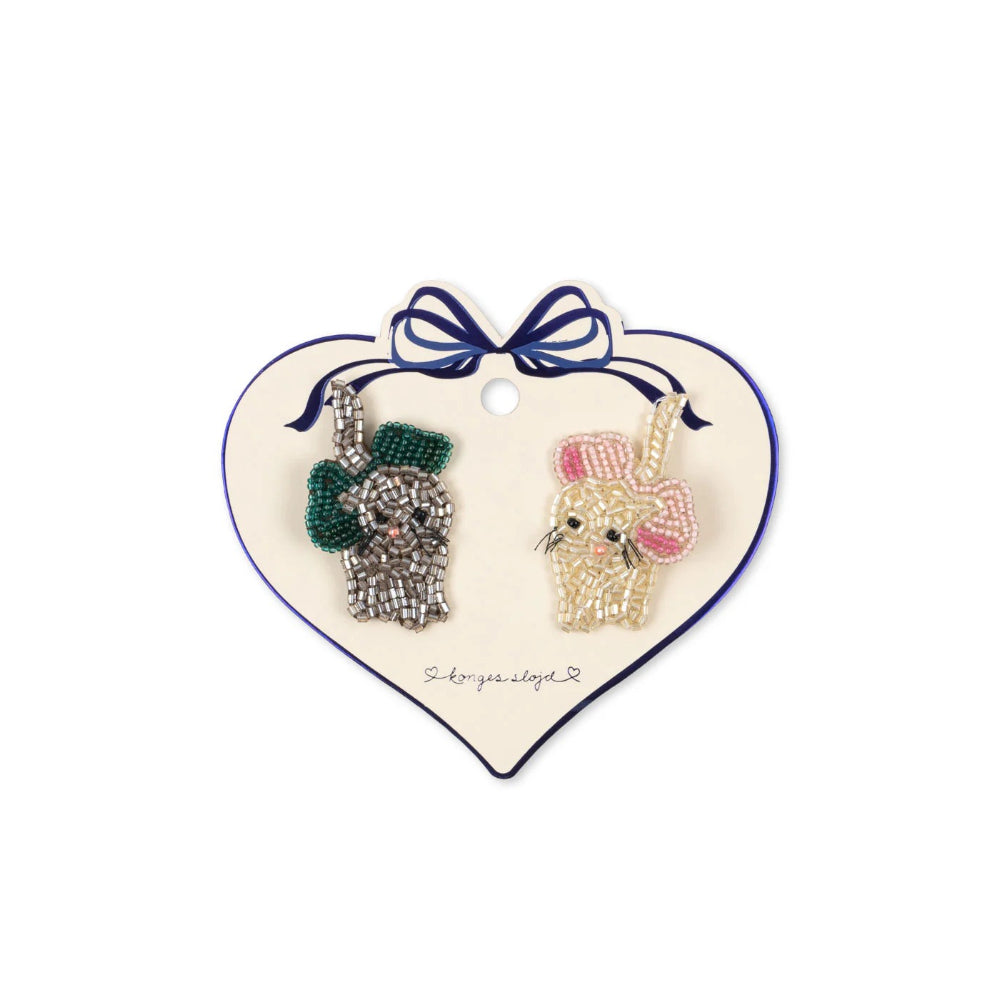 konges-sløjd-2-pack-bow-kitty-beaded-hair-clip-bow-kitty-kong-w25ks104048-bk-os
