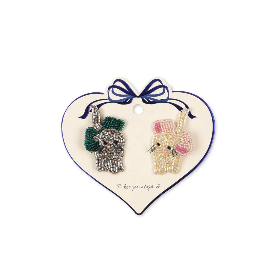 konges-sløjd-2-pack-bow-kitty-beaded-hair-clip-bow-kitty-kong-w25ks104048-bk-os