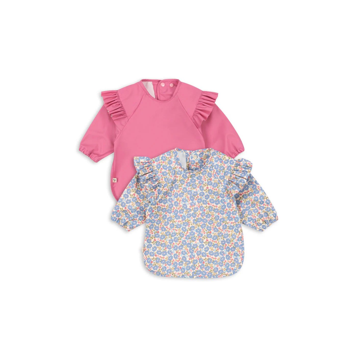 konges-sløjd-2-pack-dinner-bib-with-sleeves-and-frill-fleur-rosierchateau-rose-kong-w25ks103633-frcr-6-12m