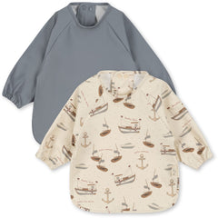 konges-slojd-2-pack-dinner-bib-with-sleeves-sail-away-kong-s24ks100007-sa-6-12m