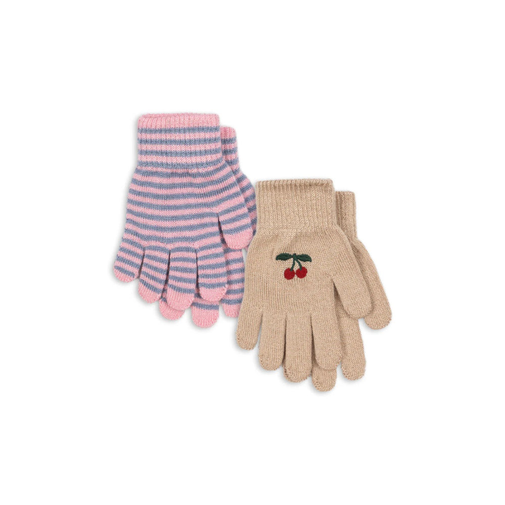 konges-sløjd-2-pack-filla-gloves-cherry-stripe-kong-w25ks103430-cst-2-4y